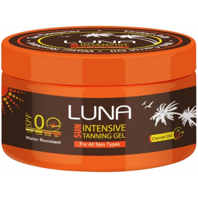 LUNA SUN INTENSE TANNING GEL SPF 0 WITH CARROT OIL — FOR ALL SKIN TYPES 130 GM